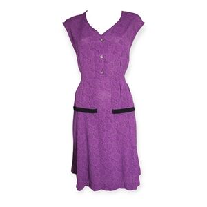 April Cornell Day Dress With Tie Back Purple Size Large Cottagecore